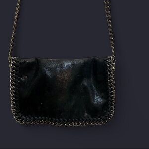 Black Chain-Trim Shoulder Bag